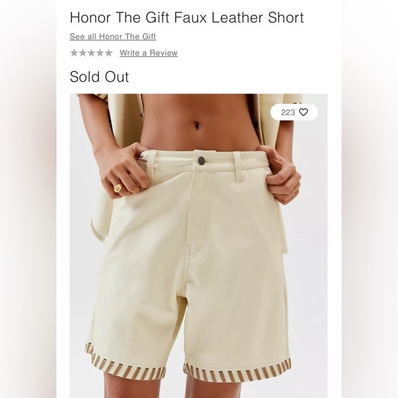HONOR THE GIFT WOMENS FAUX LEATHER SHORTS IN BONE SIZE X LARGE NWT - Picture 9 of 9